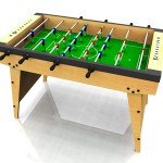 Tischkicker ein Kickertisch mit grünem Spielfeld. 